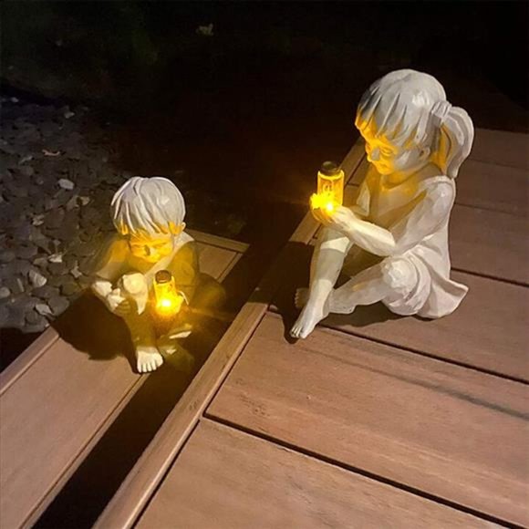 Garden Children Yard Decor Statue Boy & Girl Without Lights - Picture 3 of 9